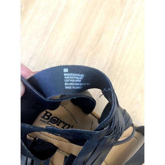 NWOB Born Black Leather Gladiator Sandals 8 - Picture 10 of 12